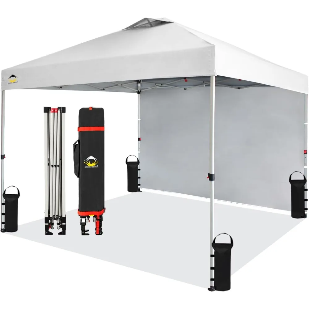 

10x10 Pop Up Canopy with 1 Side Wall - Beach Tent with One Push Setup - Outdoor Sun Shade for Events, Parties, Camp