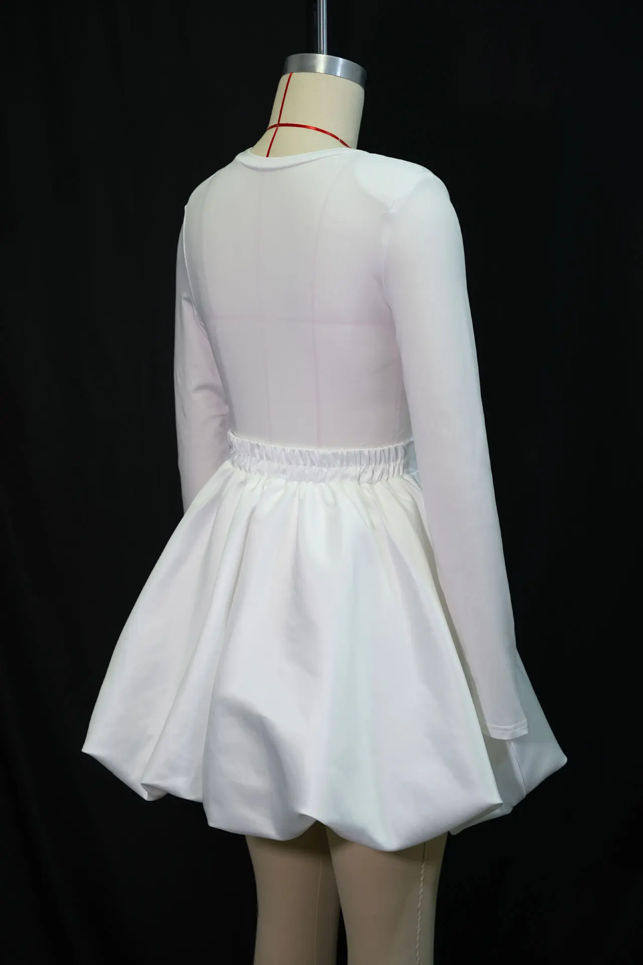 패션 루치드 여성 드레스 세트 긴 소매 탑과 버드 미니 스커트 슈트 2026 봄 휴가 투피스 세트 의상