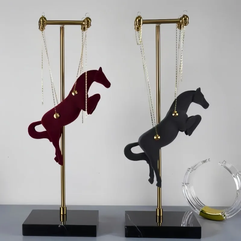 Modern creative iron marble resin horse ornament living room home decoration model room sales office soft decoration