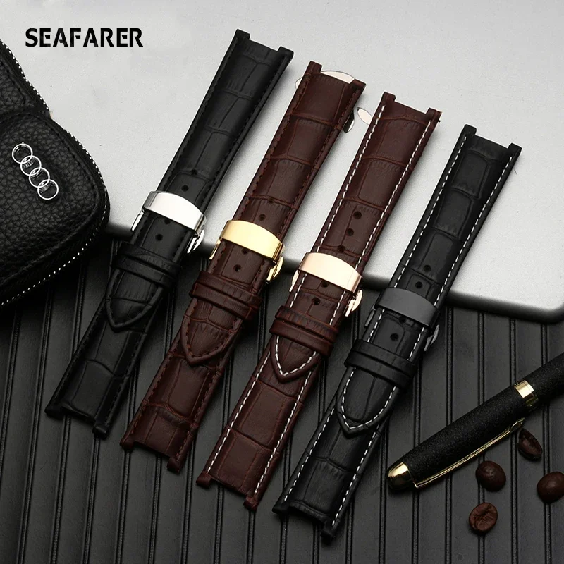 Echt lederen horlogeband لـ GC polsband 22*13 مللي متر 20*11 مللي متر شريط مدبب مع الفولاذ المقاوم للصدأ فليندر المواهب