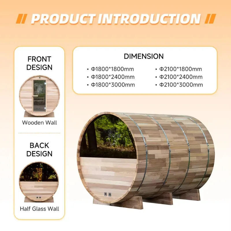 Customized Cedar Outdoor Sauna Room with Electric Stove  Home Spa Cabin Use Outdoor Garden Sauna