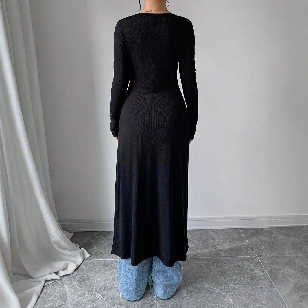 Spring Autumn Women's Fashion Long Slit Coat Slim Fit Elegant Commute Comfort Daily Wear Solid Color Long Sleeve Versatile Coat
