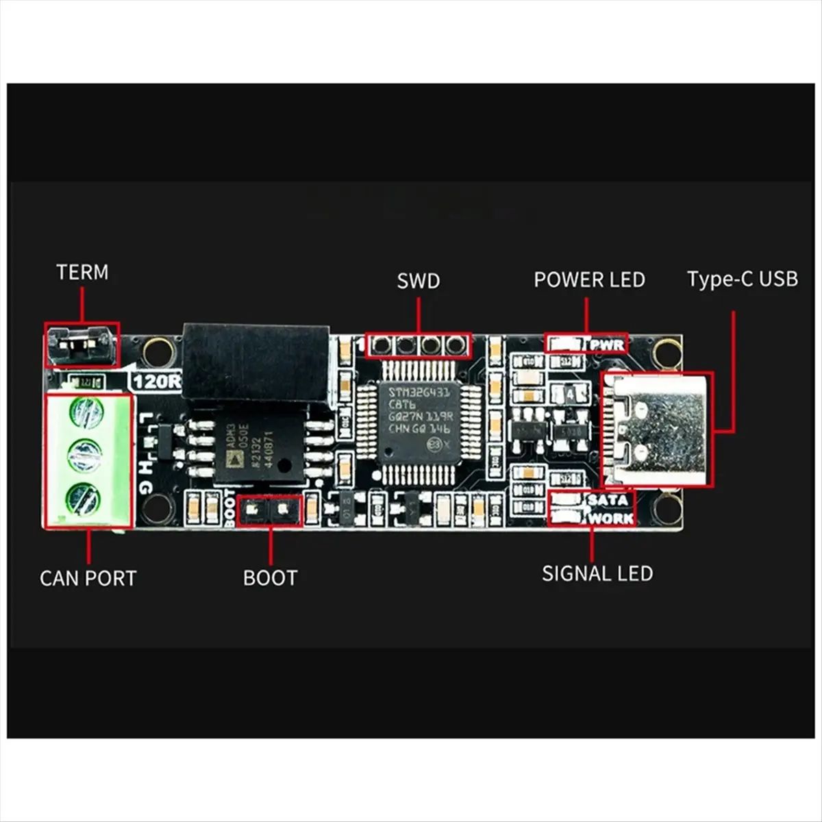 CANable V2.0 CANbus Transceiver USB to Protocol Analyzer Adapter CAN2.0 Serial Controller