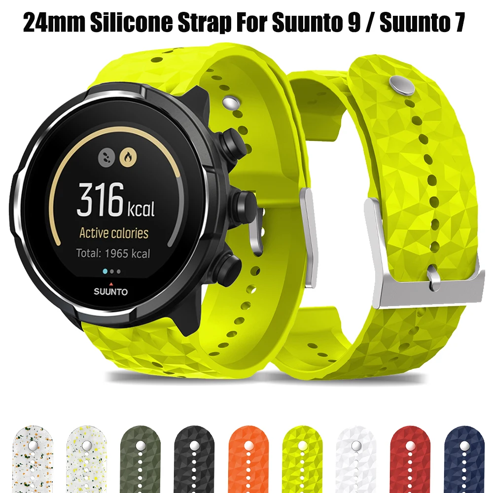 24mm Replacement Band For Suunto 7/Suunto 9 Strap Watchband For Suunto 9 Baro/9 Spartan/GPS/D5 Wrist HR Silicone Sport Wristband