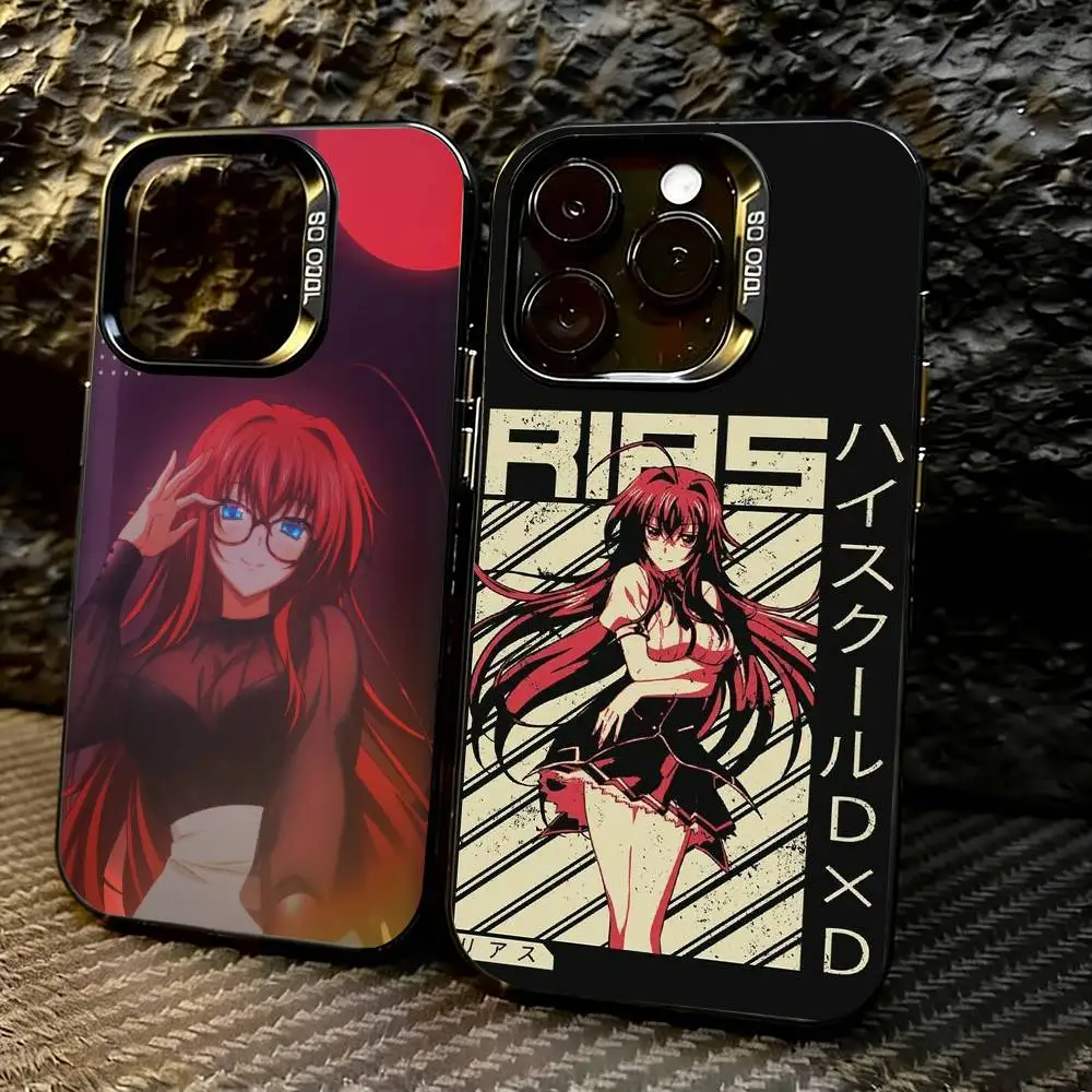 High School DxD R-Rias Gremory   Phone Case For iPhone 17,16,15,14,13,12,11 Plus,Pro Max,XS,Colored Silver Plated Inside Cover