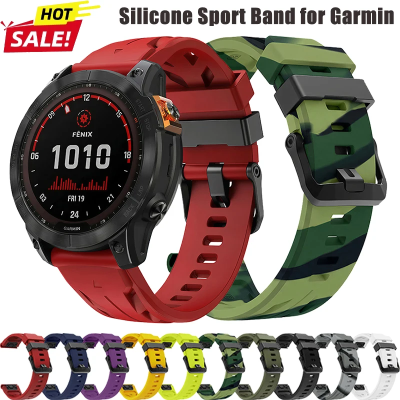 22mm 26mm Quick Fit Silicone Sport Band for Garmin Fenix 8 Pro 47mm 51mm E7 7X 6 6X/Quatix/Tactix/D2 Mach 2 Pro/Epix Watch Strap
