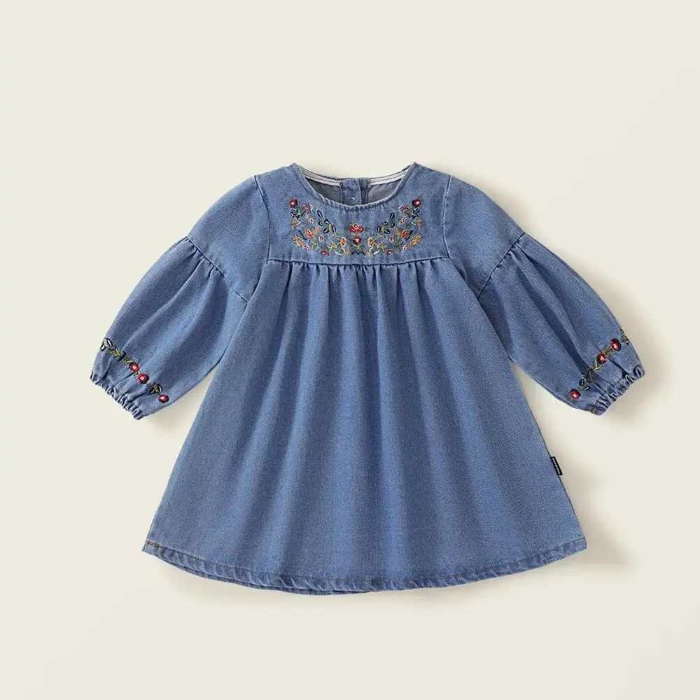 

Ethnic Style Dress For Girl Kids 2025 Spring Clothes Flower Embroidery Long Sleeve Children'S Dresses Casual Loose Girl Clothing