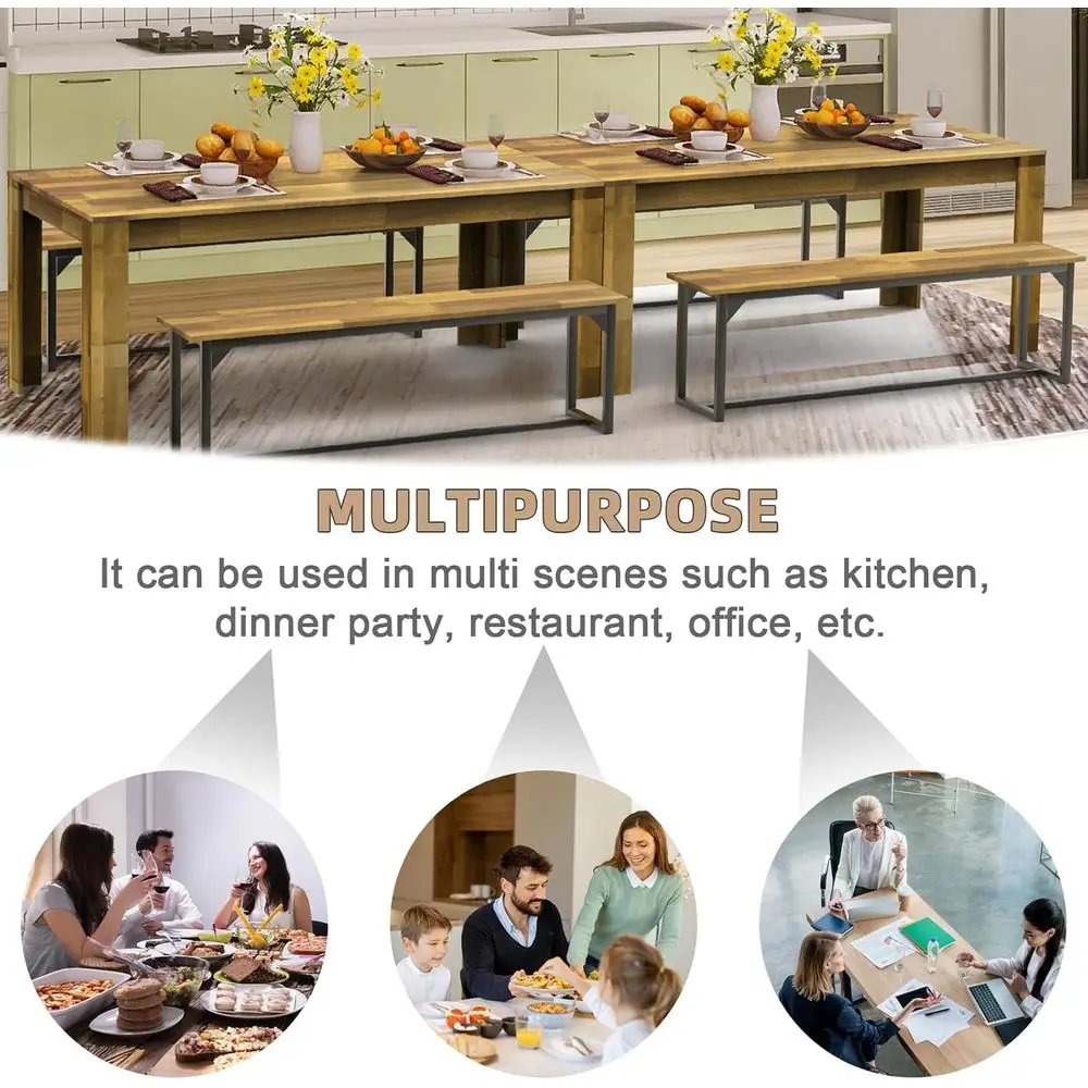 Large Rectangular Wood Farmhouse Dining Table for 6-8, Big Family Kitchen Table, Waterproof & Scratch-Resistant Brown