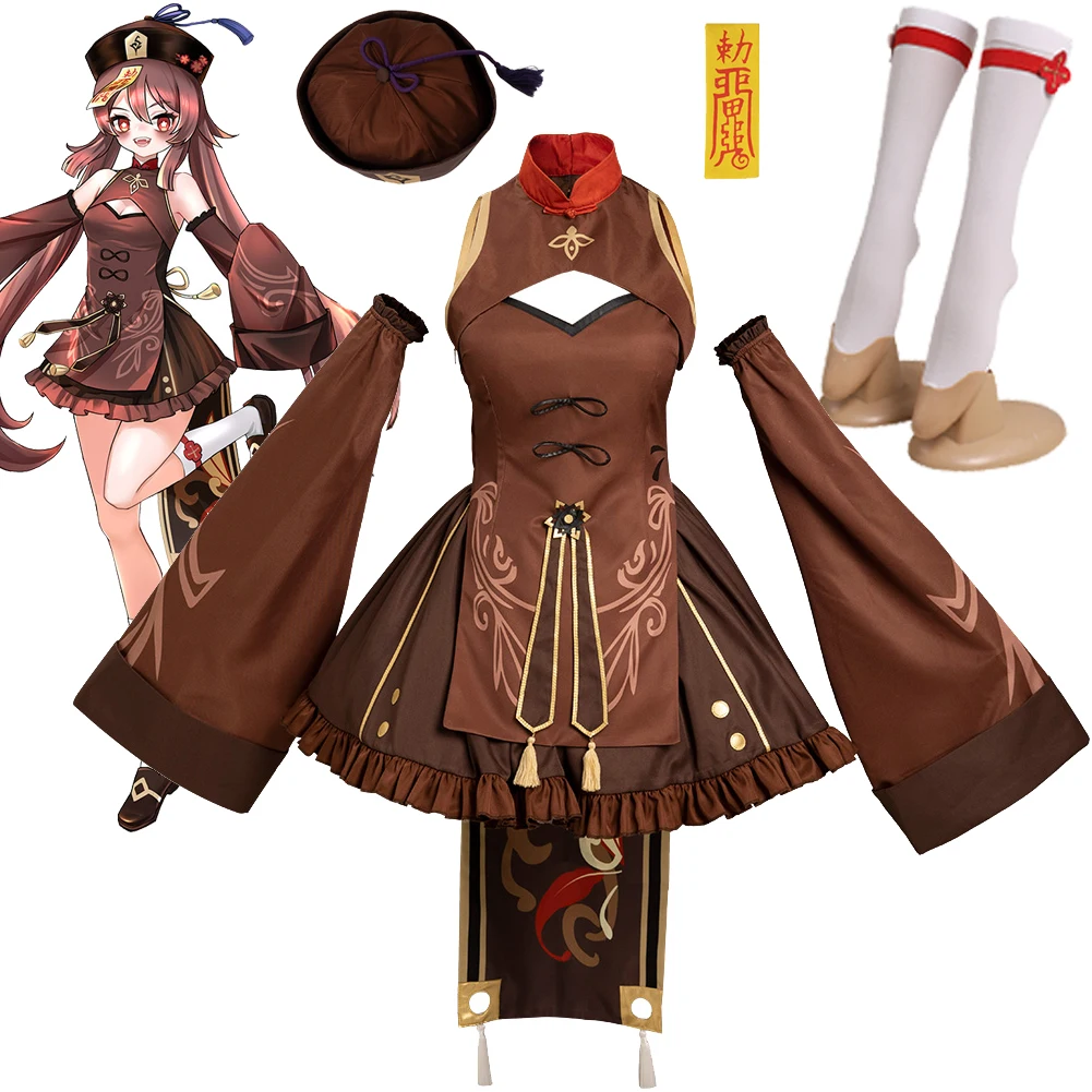 Anime Game Genshin Impact Cosplay Kostuum Vrouwen Hutao Outfits Vrouwelijke Halloween Rollenspel Schattige Zombie Kleding