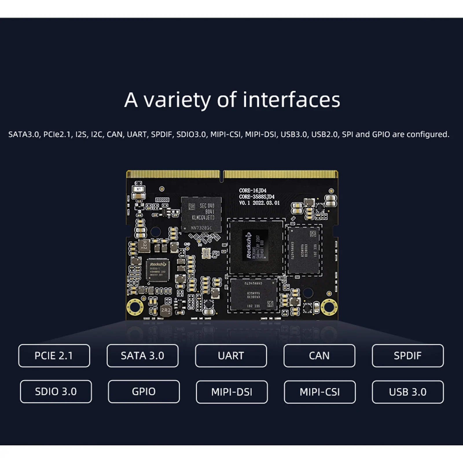 Core-3588SJD4 placa-mãe 8 núcleo 8k ai placa núcleo rockchip rk3588s open source mainboard borda computação, inteligência artificial