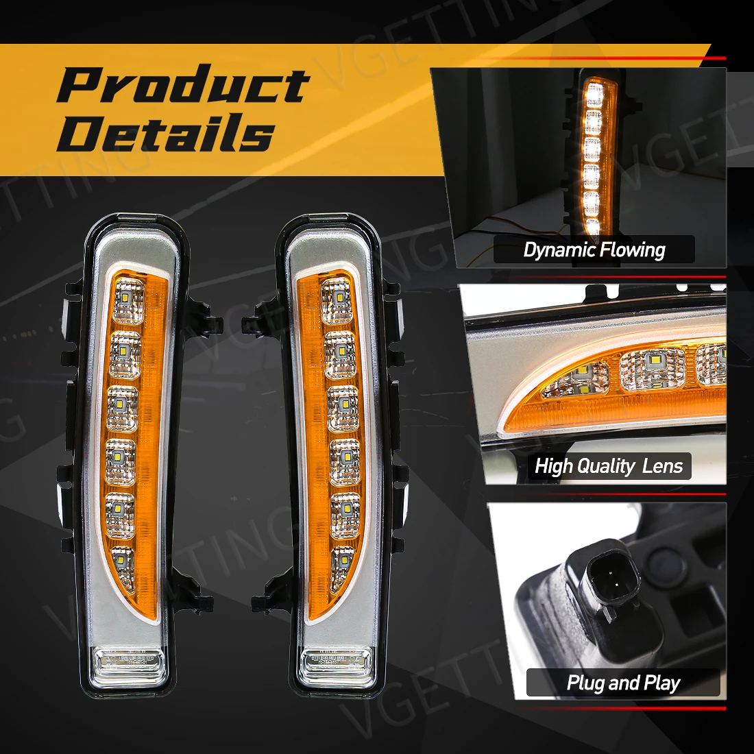 For Ford Edge 2009 2010 2011 2012 2013 2014 Start-Up Animation LED Daytime Running Light Two-color streamer Turn Signal Lamp12V