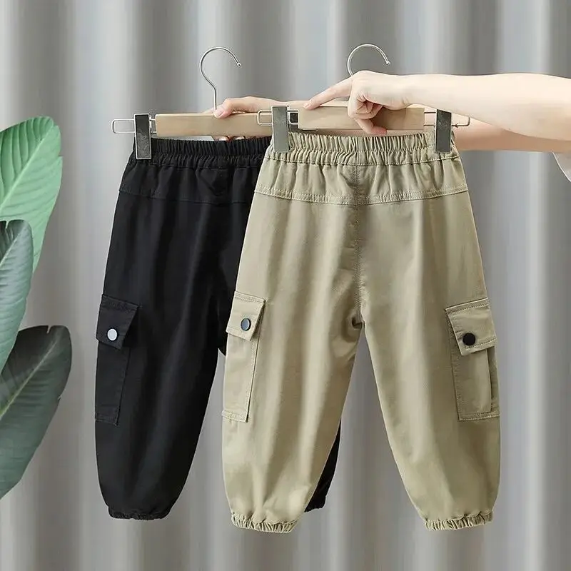 New Children Cotton Cargo Pants for 3-9 Years Old Solid Boys Casual Sport Pants Enfant Garcon Kids Children Trousers Clothes