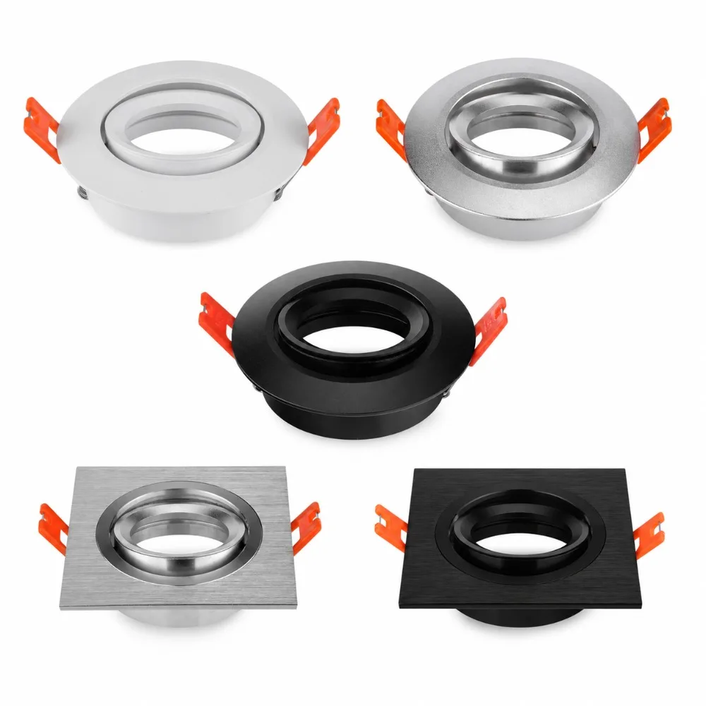 Plafonnier LED encastré rond et carré, luminaire pour éclairage ponctuel, cadre réglable, support d'ampoule MR16 GU10, 1/10 pièces