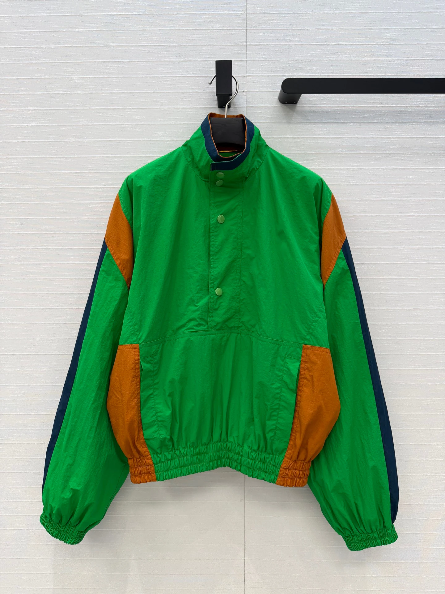 

Spring Early Vintage Casual Loose Color Blo Zipper Nylon Jaet Women's Stand Collar Patchwork Jaet Breathable Long Sve