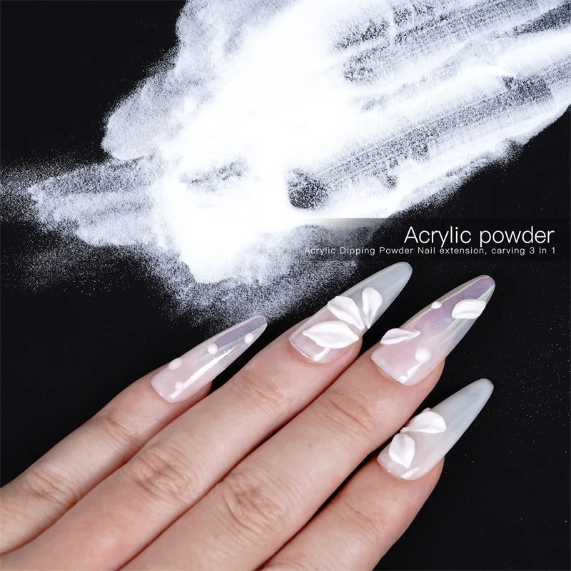 HNDO akrylowy proszek do paznokci różowy biały przezroczysty zanurzanie rzeźba rozszerzenie 3 w 1 Nail Art Dust Poly Monomer 100g/200g luzem