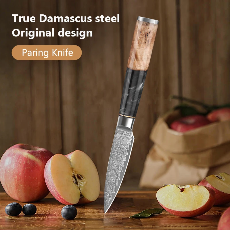 

3.5-Inch Paring Knife Japanese 67 Layer Damascus Steel Fruit knife Kitchen Vegetable Splitter knife Home Kitchen stuff
