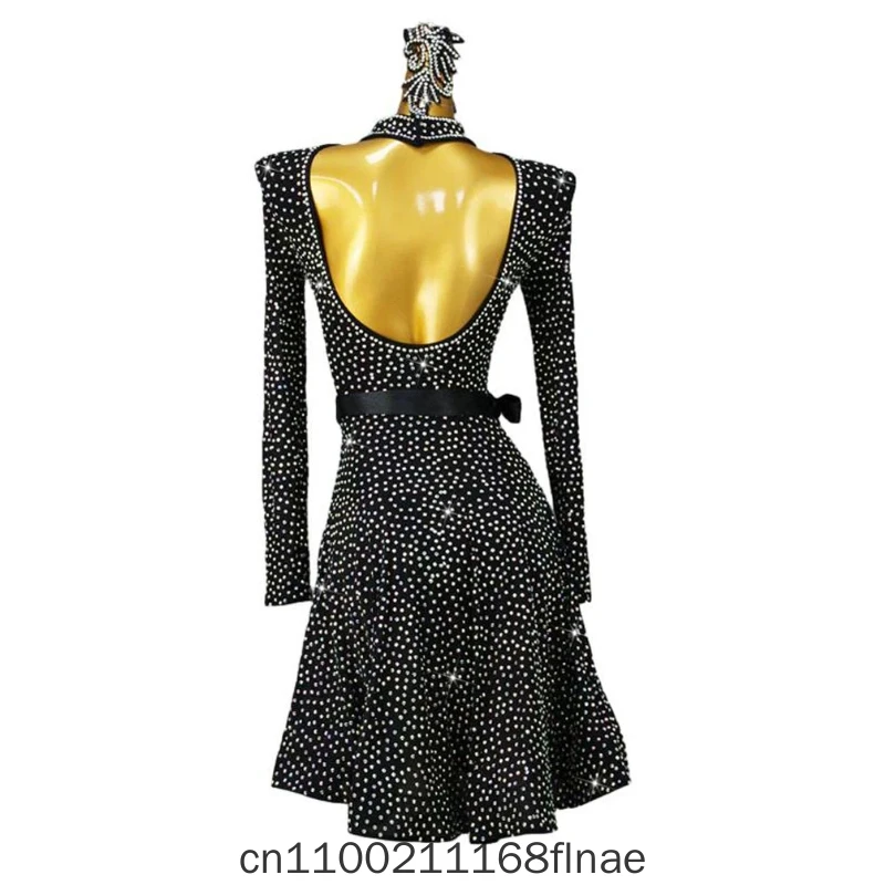 Professional Latin Dance Costume Advanced Sensation Competition Art Exam Stage Dance Performance Long Sleeve Costume