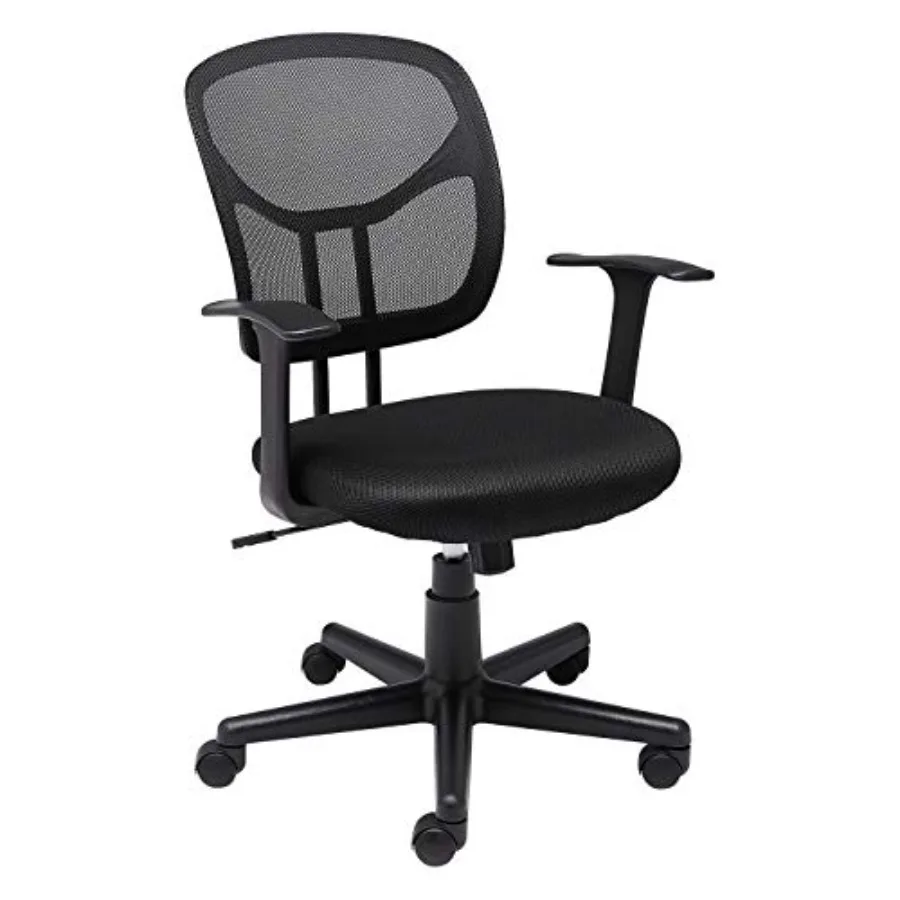 

Breathable Mesh Mid-Back Office Desk Chair with Armrests Lumbar Support 360-Degree Swivel Adjustable-Height Black