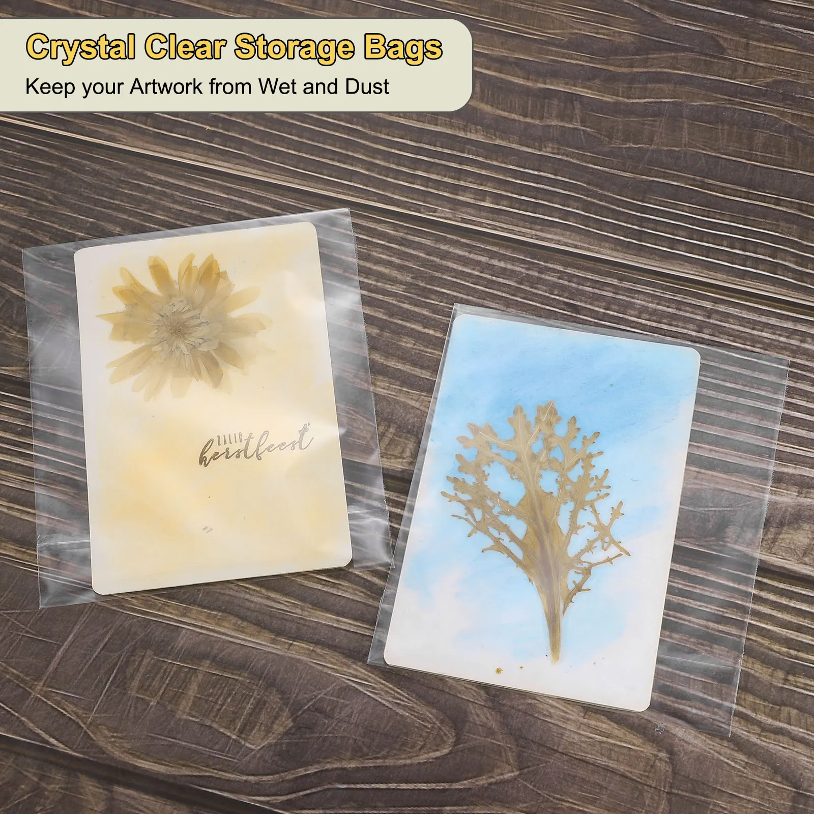 100pcs Acid-Free Picture Sleeve Crystal Clear Photo Sleeves Storage Bags Transparent Sealing Bag for Art Prints Pictures Photos