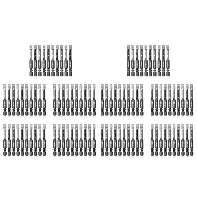 ABRS-100Pcs لقم الثقب الماسي، مجموعة لقم الثقب الأساسية الماسية الجافة 6 مم للجرانيت والبلاط والزجاج والرخام والطوب والحجر