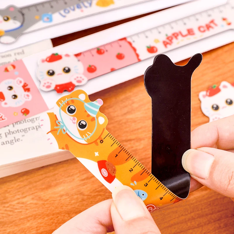 1PCS Régua Magnética de 12CM com Desenhos de Gatos, Material Escolar DIY para Desenho e Escritório