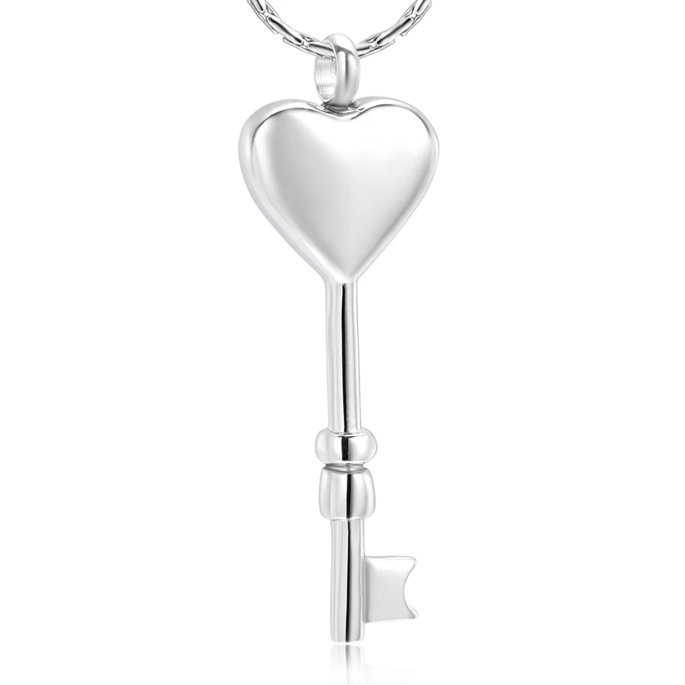 Urns For Ashes Heart Key Cremation Pendant Necklace Stainless Steel Memorial Urn Cremation Charm Necklace Ashes Locket 4 Colors