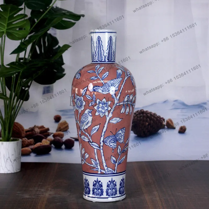 Jingdezhen ceramic vase hydroponic flowers high sense living room TV cabinet decoration entrance ornament