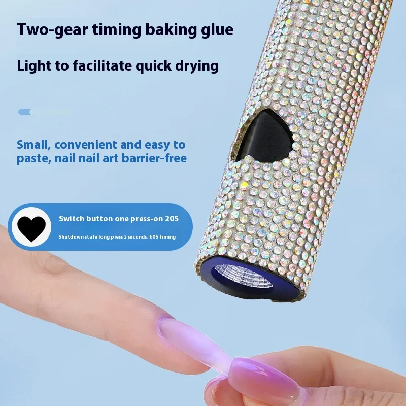 Ręczny metalowy reflektor do manicure z jednym słowem, nieczarna ręczna akumulatorowa lampa do fototerapii, szybkoschnąca lampa do paznokci