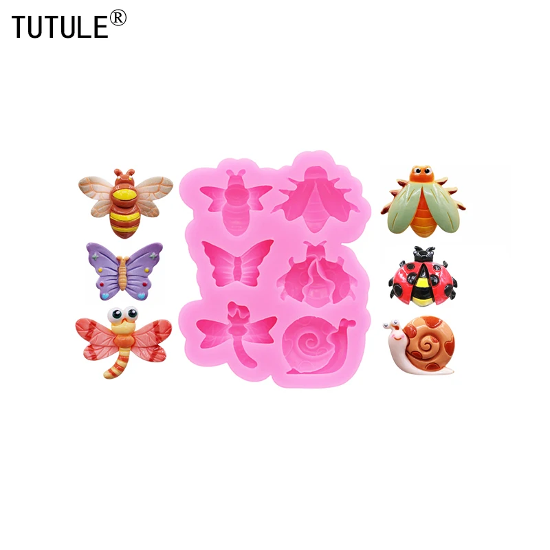 88# DIY Chocolate Cake Dessert Decoration Molds Bee Butterfly Insect Snail Dragonfly Resin Jewelry Accessories Silicone Mold