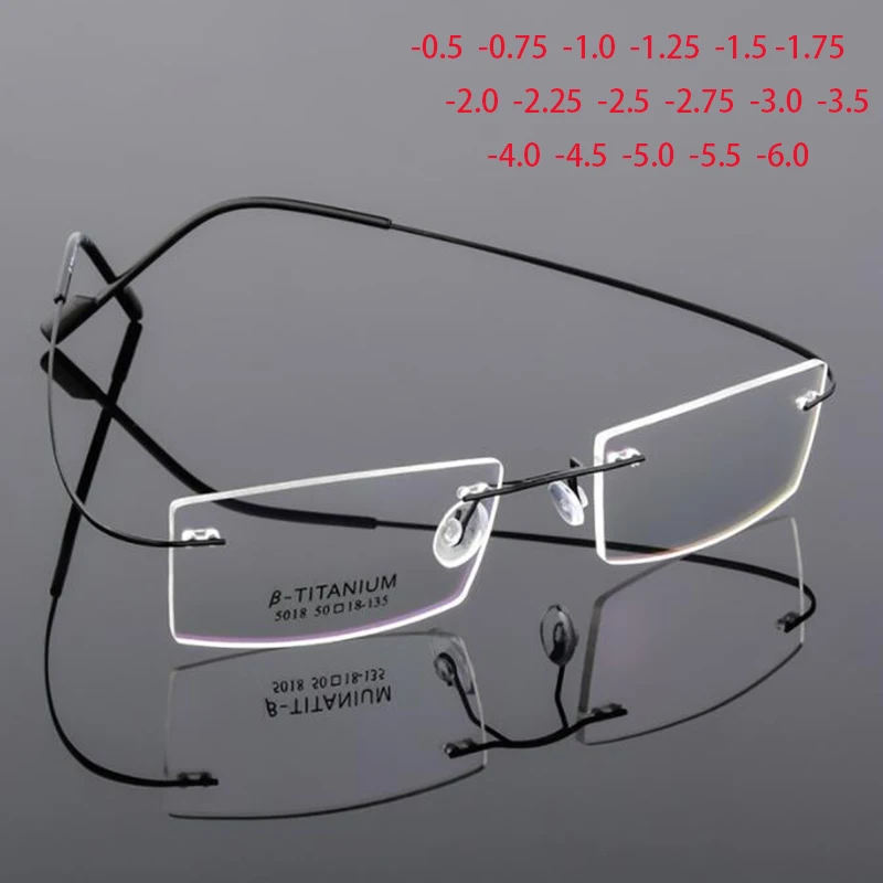 Lightweight Rimless Glasses Small Frame Memory Titanium Eyeglasses 5018 Spectacle Prescription -0.5 -1 -1.5 -2 -2.5 -3 -4 -5