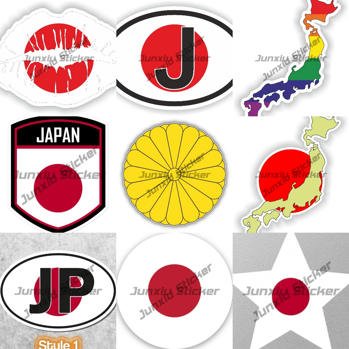 

Japanese Imperial Seal Sticker Tokyo Japanese Flag Gay Rainbow Map Outline Emblem Country Code Oval Cover Scratches Decoration