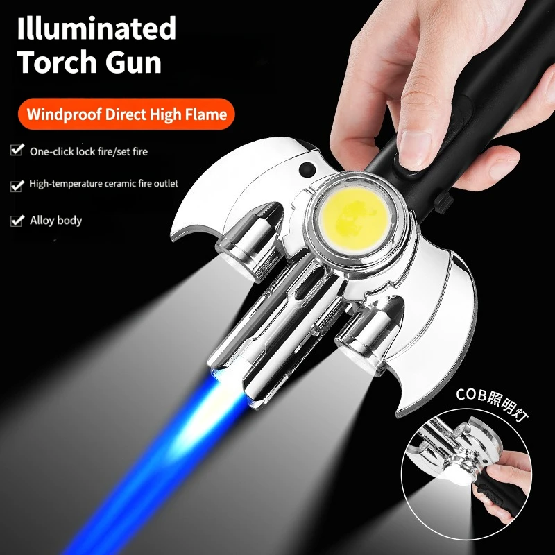 Butane Torch Lighter with COB Light, Windproof High-Temperature Blow Torch, Durable Multi-Use Igniter for Home & Camping
