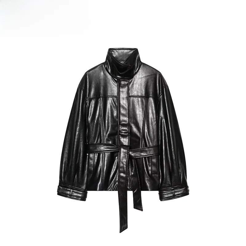 Fashionable Versatile ZR Women's Stand Collar Coated Jacket Summer New Arrival Polyester Standard Fit Long Sleeve Regular Length