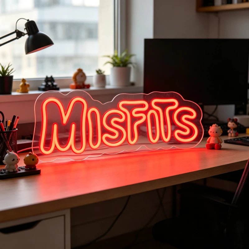 Retro Gaming Art - Insegna Luminosa LED Neon Misfits, Decorazione