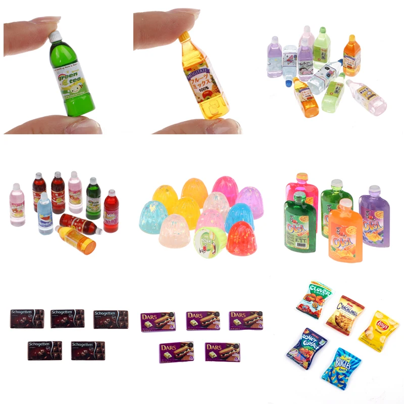 5pcs Simulation Miniature Dollhouse Food Cute Mini Colorful Candy Glitter Jelly, Dollhouse Snacks, drink For Doll Kitchen Toy