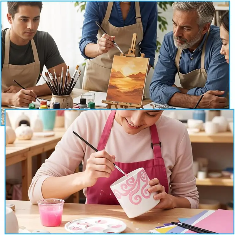 Mach-ferramentas flexíveis de escultura em argila, 15 pacotes de pincéis de silicone para artesanato, 5 formatos de cabeça para cerâmica e escultura