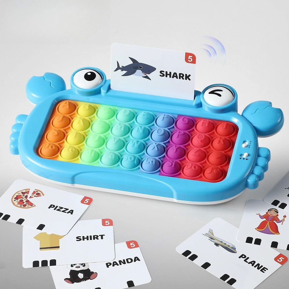 Crab Word Spelling Learning Machine Card Insert Reading Toy Rainbow Light Music Educational Stress Relief Game