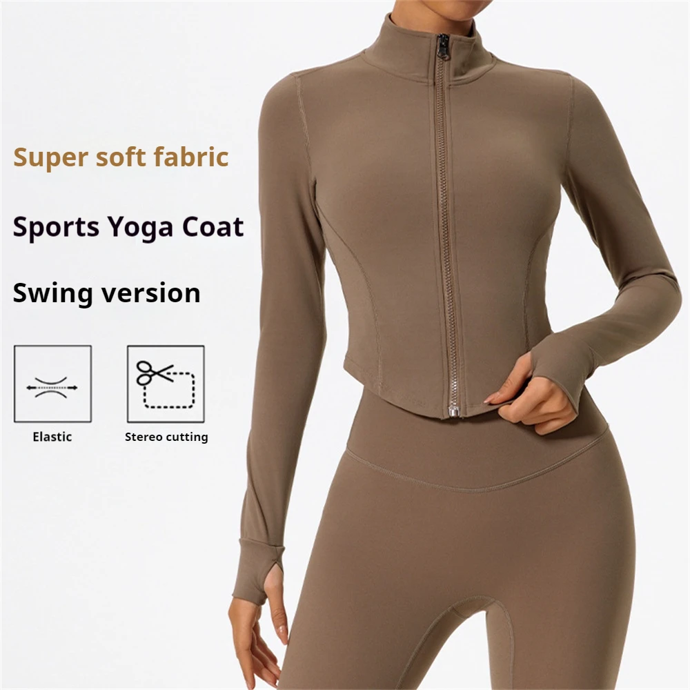 

Ultra-Soft Fabrics Casual Tight Sports Jackets Women Zipper Yoga Clothes Female Quick-Dry Long Sleeve Sportswear