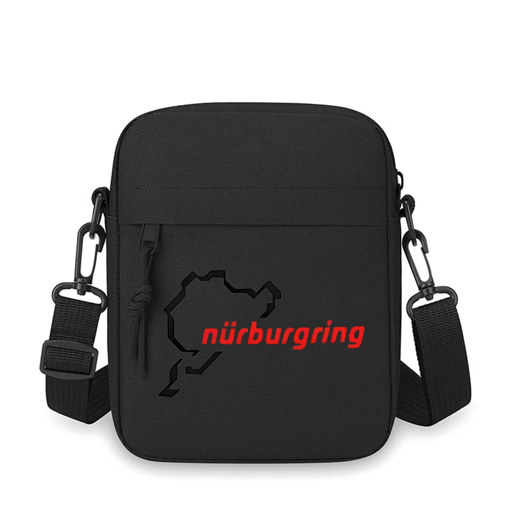 Track ,red name,black background. Men Crossbody Bag Single Shoulder Women Cartoon Anime Film Printing Design Unisex