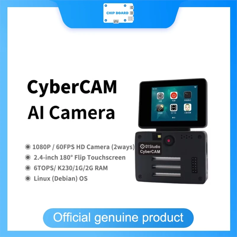 01Studio CyberCAM K230 AI Vision Camera Linux Development Board with Flip Display Recognition Module