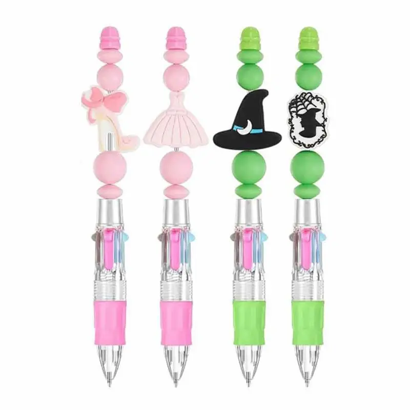 1Set Witch Princess Beadable Pens, Multicolored Refillable Ballpoint Pen Set For Children Students, DIY Beaded Pens