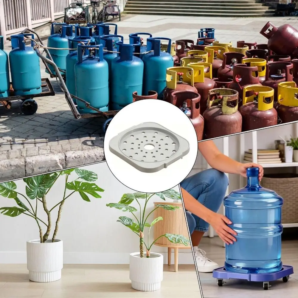 PP Gas Cylinder Dolly Rolling Wheels Perforated Platform Flower Pot Tray Raised Base Easy Mobility Water Bucket Cart