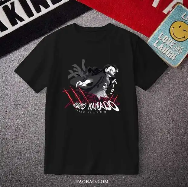 Anime Demon Slayer Tanjirou Kamado Nezuko Camiseta de manga corta verano Cosplay estudiante camisetas sueltas anime