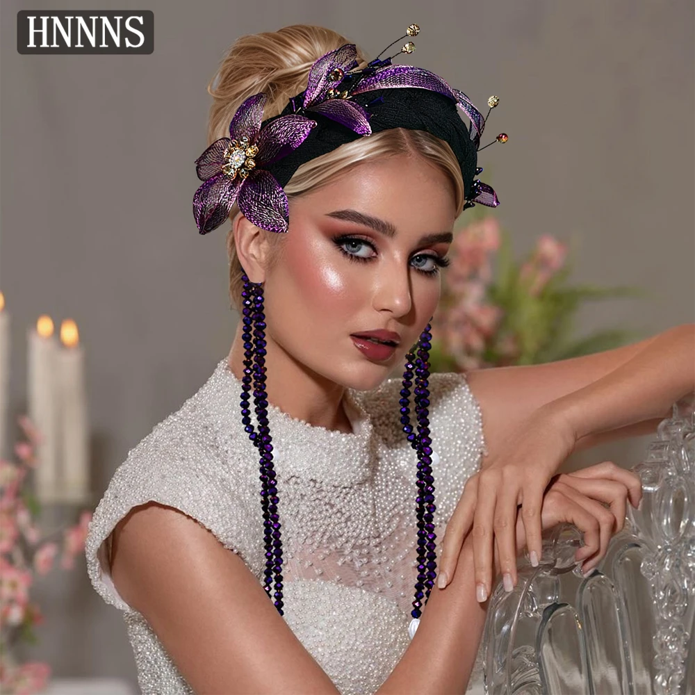 

HNNNS European and American Style Hair Accessory Baroque Headband 3D Flowers Sponge Hair Hoop Autumn/Winter Trendy Headwear A370