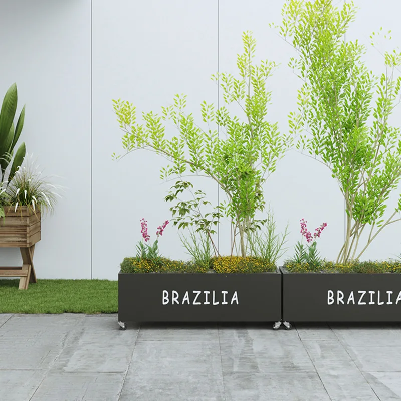 Balcone Golden Street Divisorio quadrato Scatola da fiori in ferro battuto Dipartimento vendite Rettangolo di strada Piantare fiori