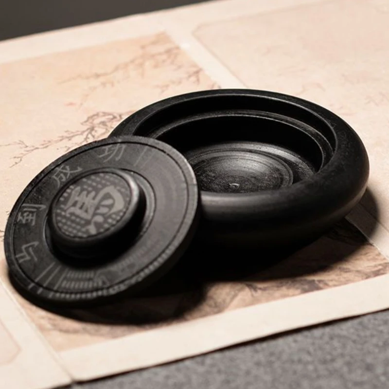 Inkstone Natural Stone Covered Calligraphy Ink Slab Chinese Inkstone Ink Keep Wet Student Stationery Writing Painting Accessory
