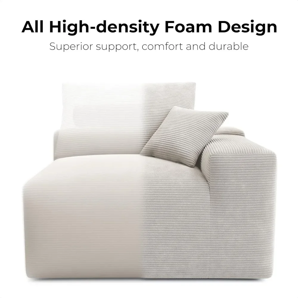 Factory Direct 2026 120 Inch Modern L Shaped, Modular Sectional Sofa Living, Corduroy Upholstery Greige, Oversized Three Seater
