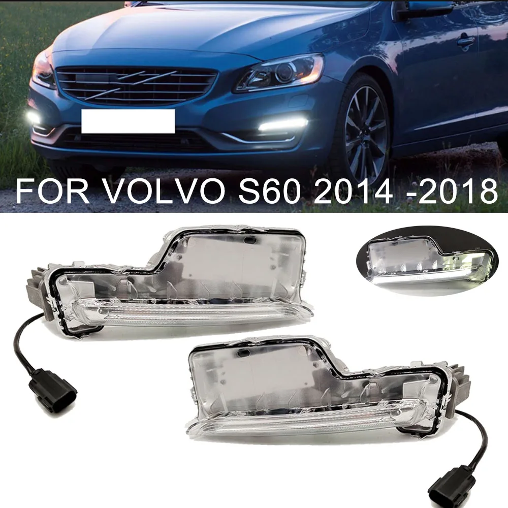 

Дневные ходовые огни для Volvo S60 2014 2015 2016 2017 2018, передние автомобиля, светодиодные противотуманные фары DRL, аксессуары 31434567 31434568