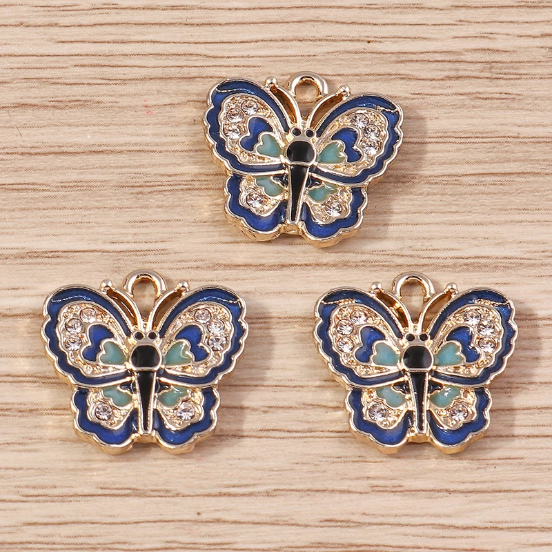 Tusember 10 Stück Anhänger in Gold- und Silberfarbe mit klaren Kristall-Schmetterlingsanhängern für die Schmuckherstellung, modische Ohrringe und Halsketten für Damen. – Detail 6