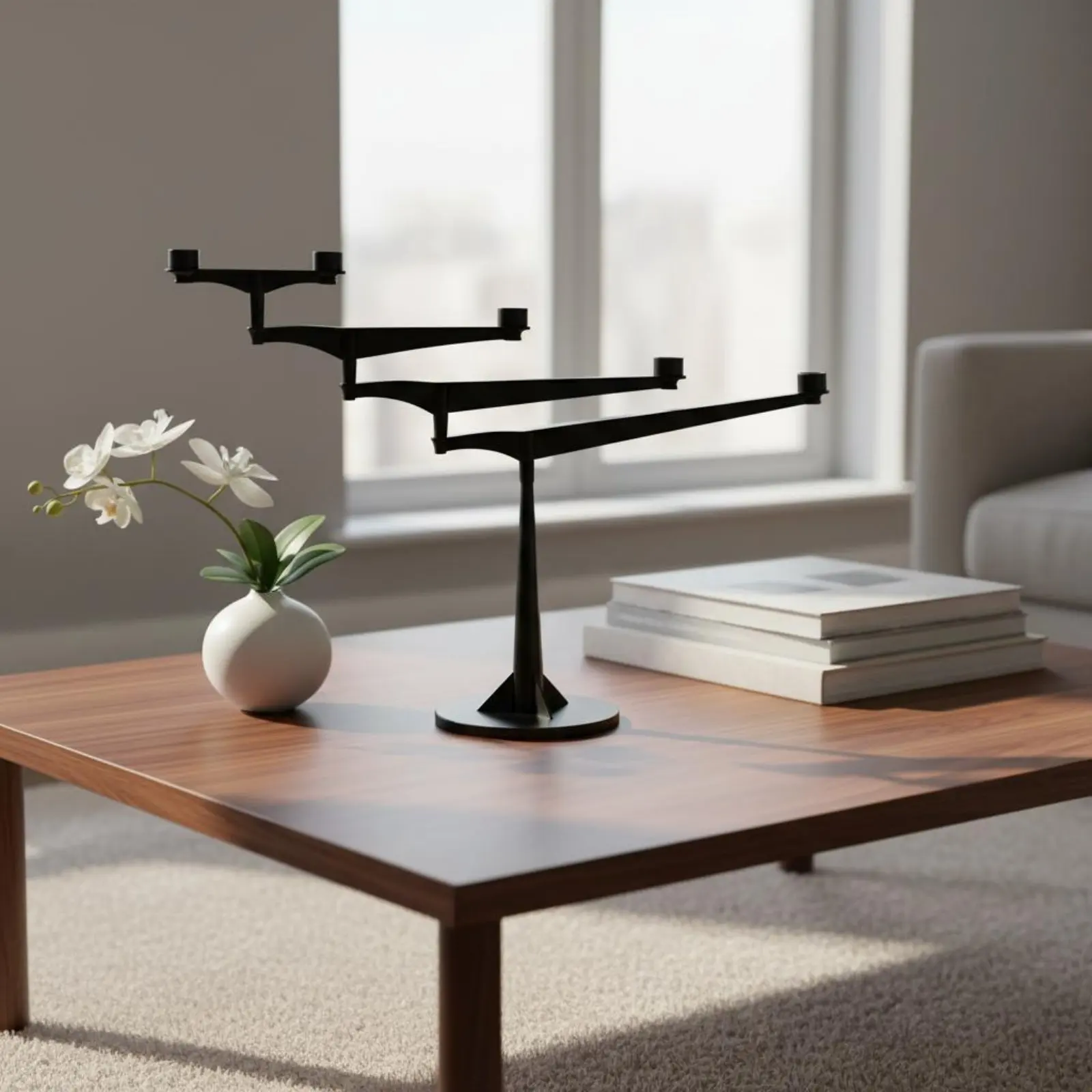 Fotografia 6: Candelabro Moderno de Metal com Ramos Ajustáveis para Decoração de Casa, Sala de Estar e Lareira